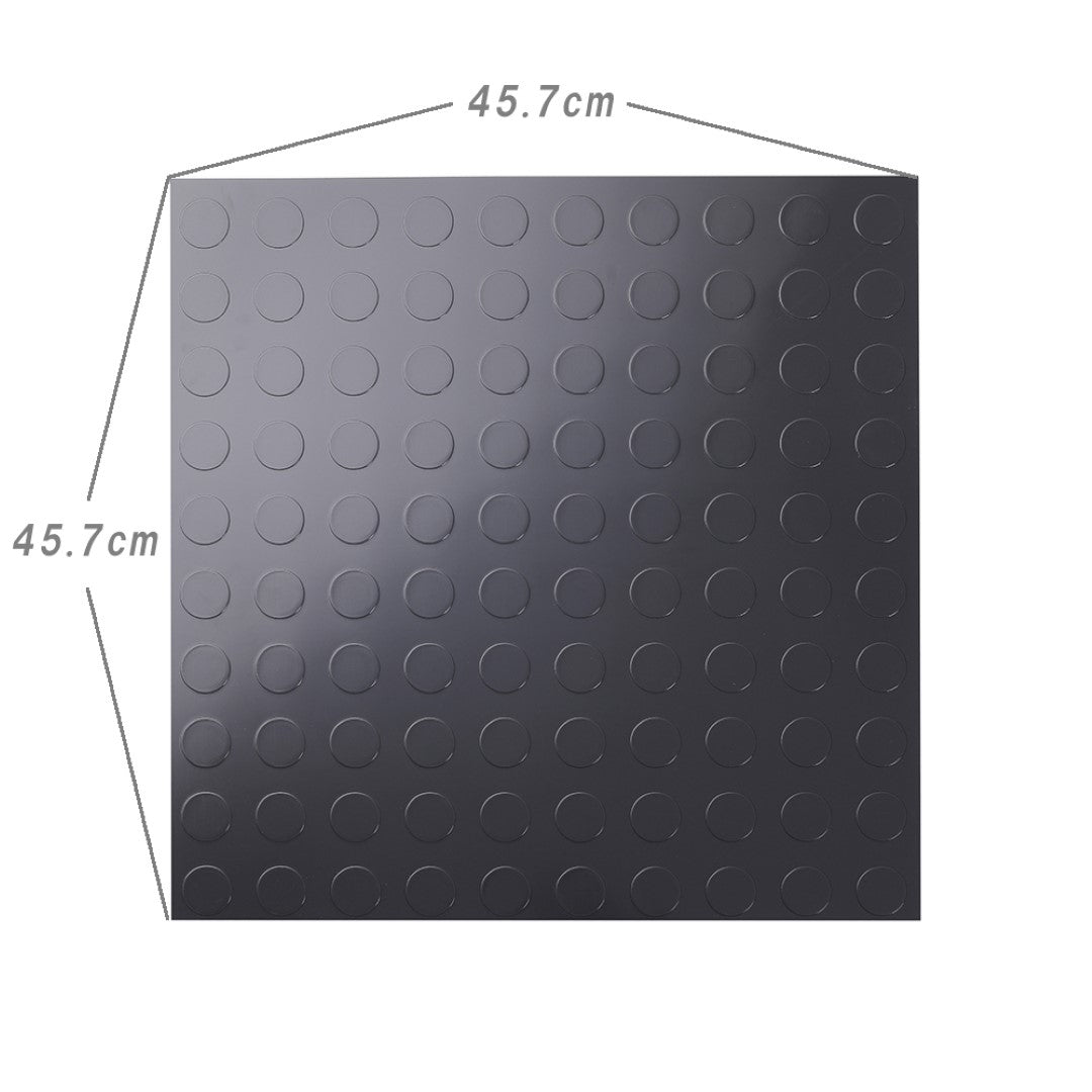 ISL チェッカープレートタイル PVC製縞鋼板 ドット/グレー 45.7×45.7cm 3mm厚