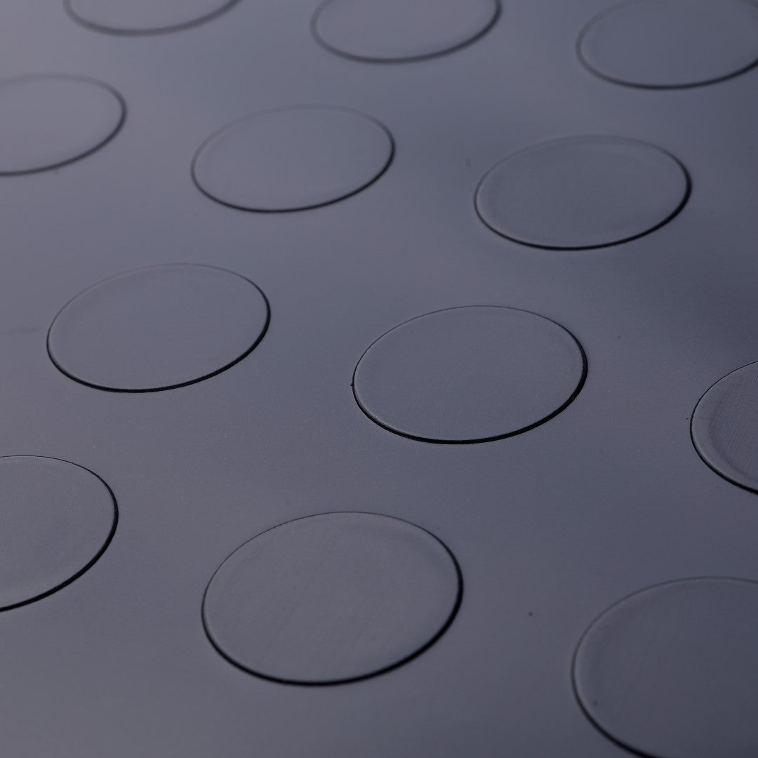 ISL チェッカープレートタイル PVC製縞鋼板 ドット/グレー 45.7×45.7cm 3mm厚