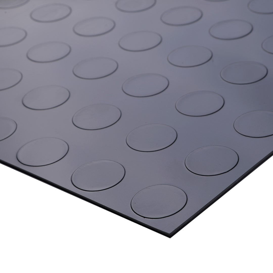 ISL チェッカープレートタイル PVC製縞鋼板 ドット/グレー 45.7×45.7cm 3mm厚