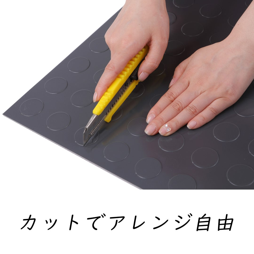 ISL チェッカープレートタイル PVC製縞鋼板 ドット/グレー 45.7×45.7cm 3mm厚