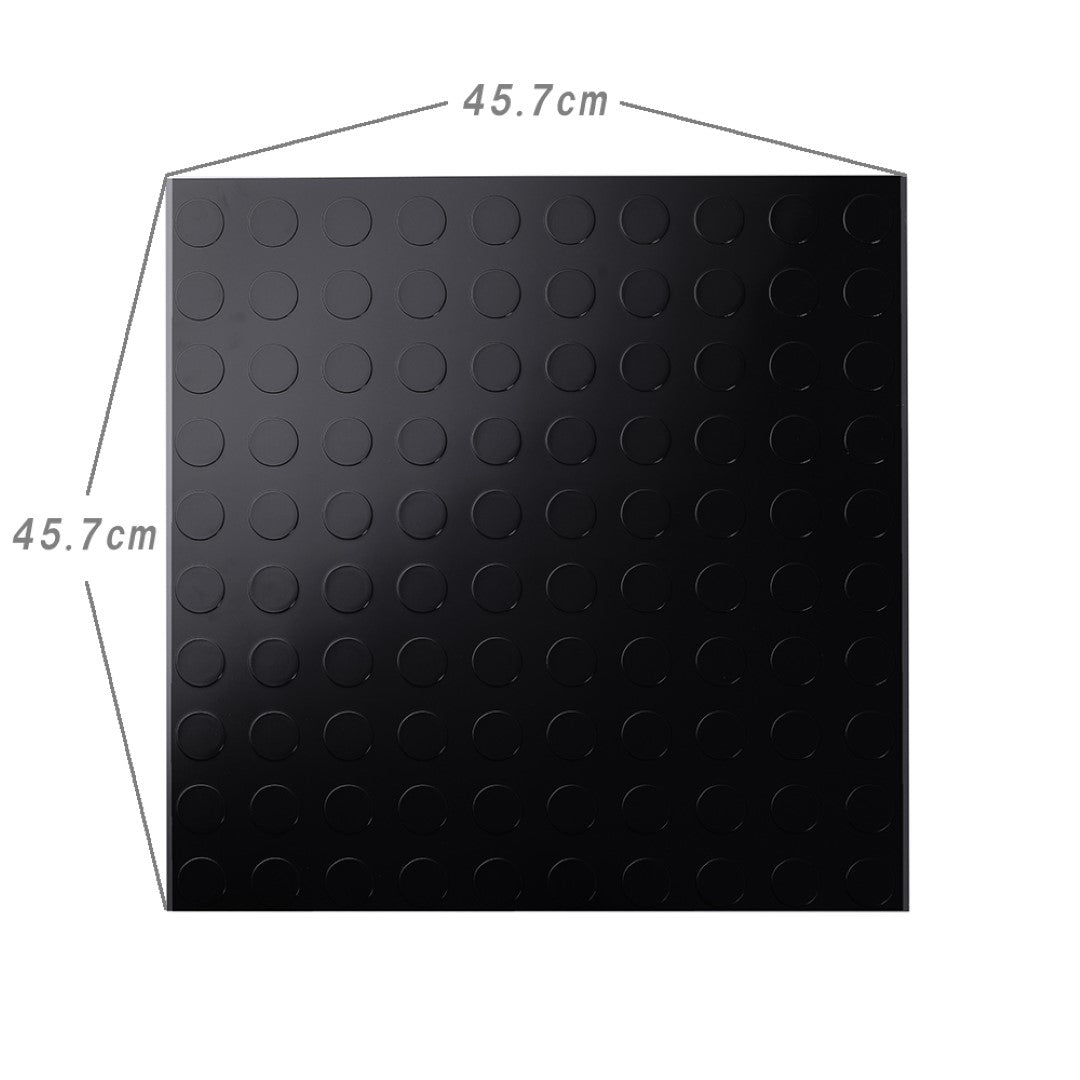 ISL チェッカープレートタイル PVC製縞鋼板 ドット/ブラック 45.7×45.7cm 3mm厚