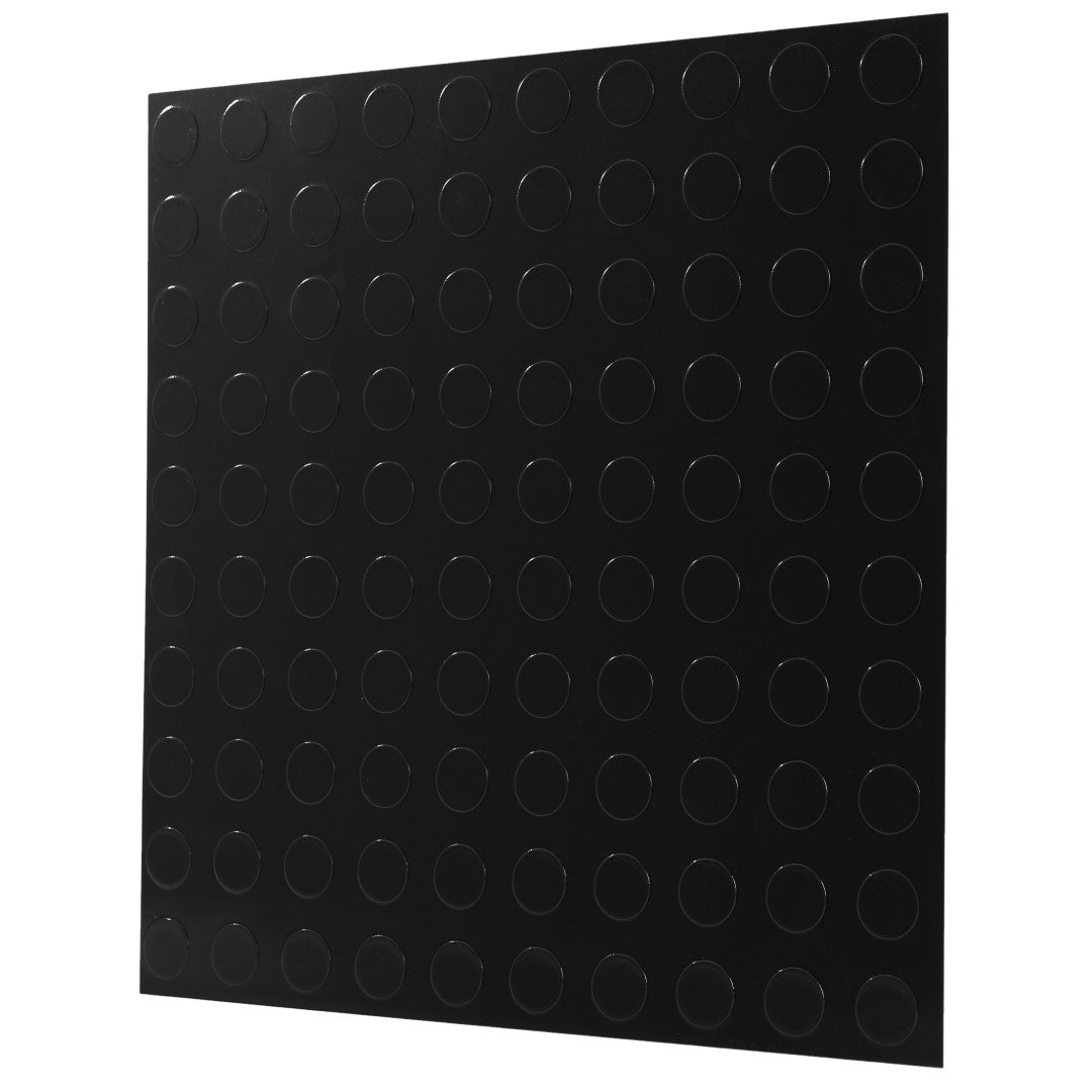 ISL チェッカープレートタイル PVC製縞鋼板 ドット/ブラック 45.7×45.7cm 3mm厚