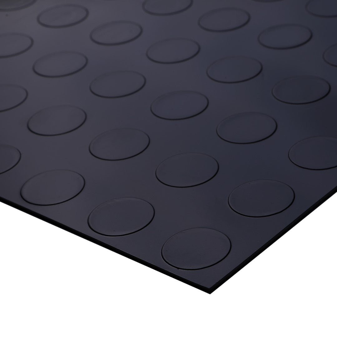 ISL チェッカープレートタイル PVC製縞鋼板 ドット/ブラック 45.7×45.7cm 3mm厚