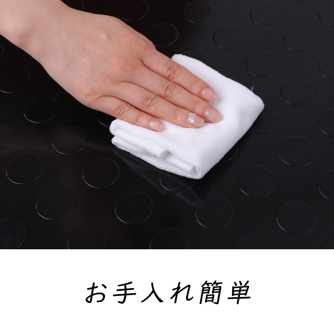 ISL チェッカープレートタイル PVC製縞鋼板 ドット/ブラック 45.7×45.7cm 3mm厚