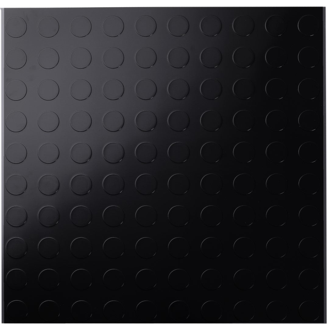 ISL チェッカープレートタイル PVC製縞鋼板 ドット/ブラック 45.7×45.7cm 3mm厚