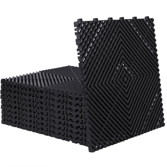 ISL ガレージタイル ラウンドタイプ ブラック 40×40×1.8cm