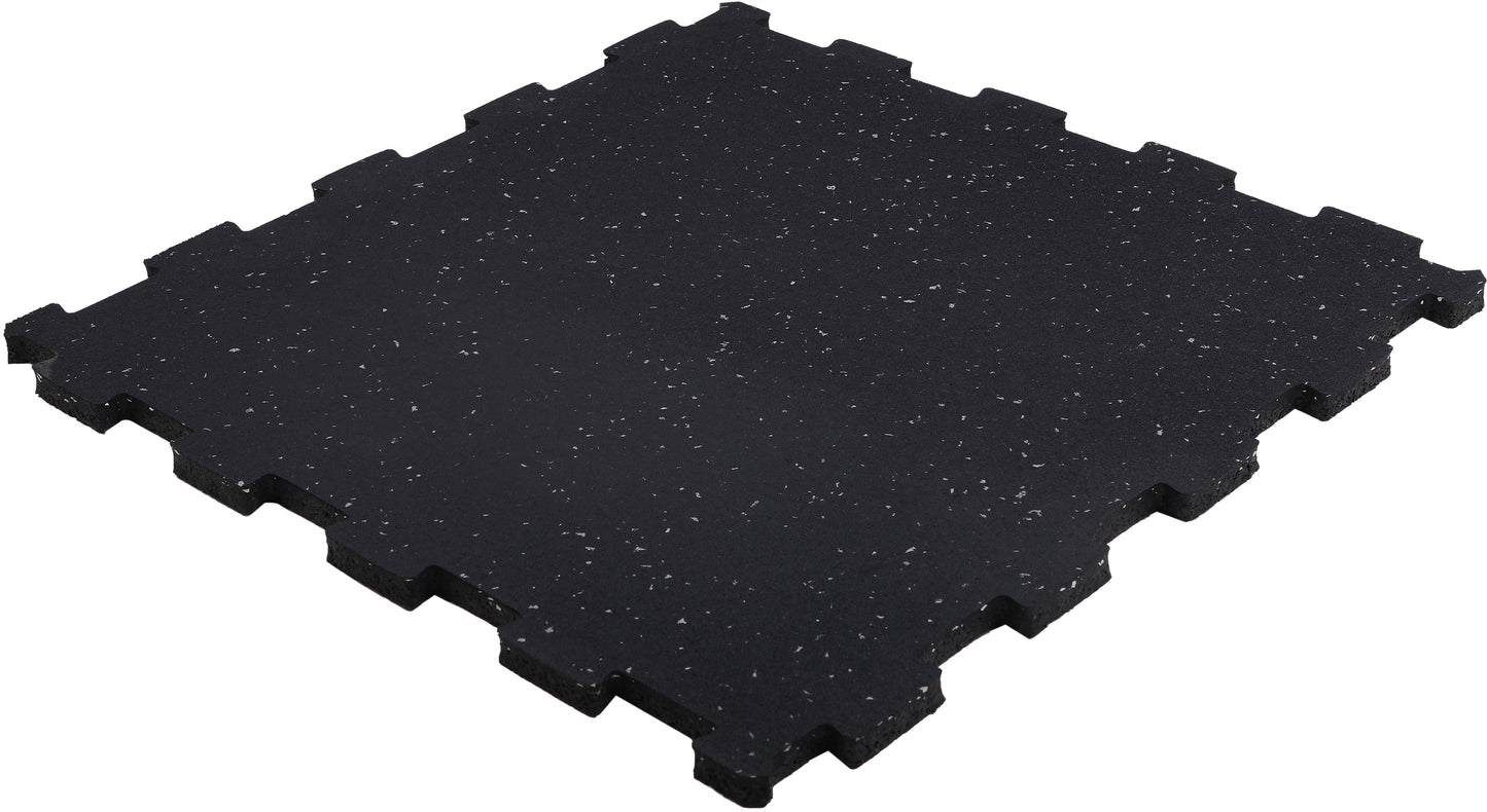 ISL ラバートレーニングマット ブラックxグレーチップ 15mmフラットモデル インターロックタイプ 48.5x48.5cm