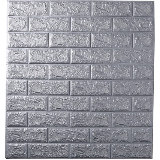 ISL ウォールステッカー レンガ調(アルミ仕様) シルバーグレー