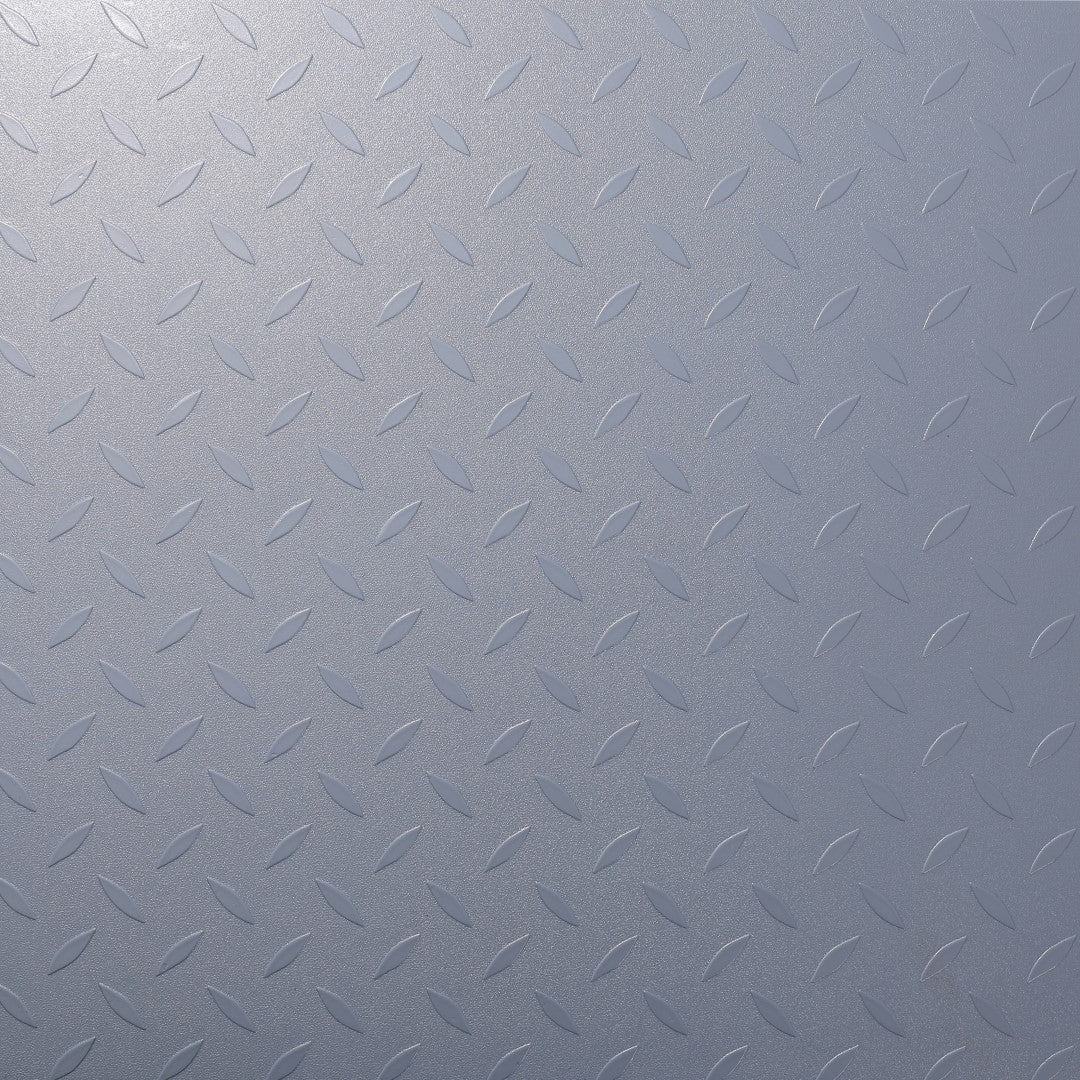 ISL チェッカープレートタイル PVC製縞鋼板 メタルシルバー 4枚セット 45.7×45.7cm 3mm厚